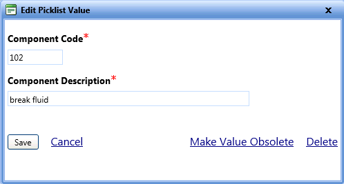 Edit picklist value - Repair Component